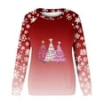 thumbnail image 3 of Uootdi Christmas Long Sleeve Sweatshirts for Women Crewneck Christmas Holiday Sweatshirts Retro Santa Claus Graphic Shi rt Gift Xmas Tree Reindeer, 3 of 5