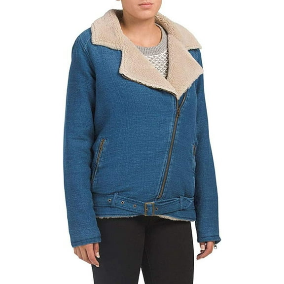 Cloth & Stone Sherpa Moto Jacket - Blue, Medium