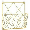 thumbnail image 2 of Arcisei Hanging Magazine Rack Metal Magazine Rack, Newspaper Rack, Newspaper Basket, Wall Mounted Magazine Rack with 2 Hooks for Magazines, Books and Office Documents (Gold), 2 of 2