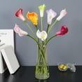 thumbnail image 5 of JASGARDE Artificial Flowers, Calla Lily 8Pcs Fake Flower Bouquet Spring Summer Decor for Wedding Party Decor Vase Decor Home Office, White Purple, 5 of 6