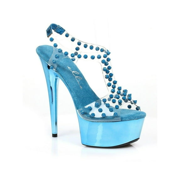 Ellie Shoes E-609-Destiny 6 Spikes Embellished Open Toe Sandal on Clear 9 / Fuchsia