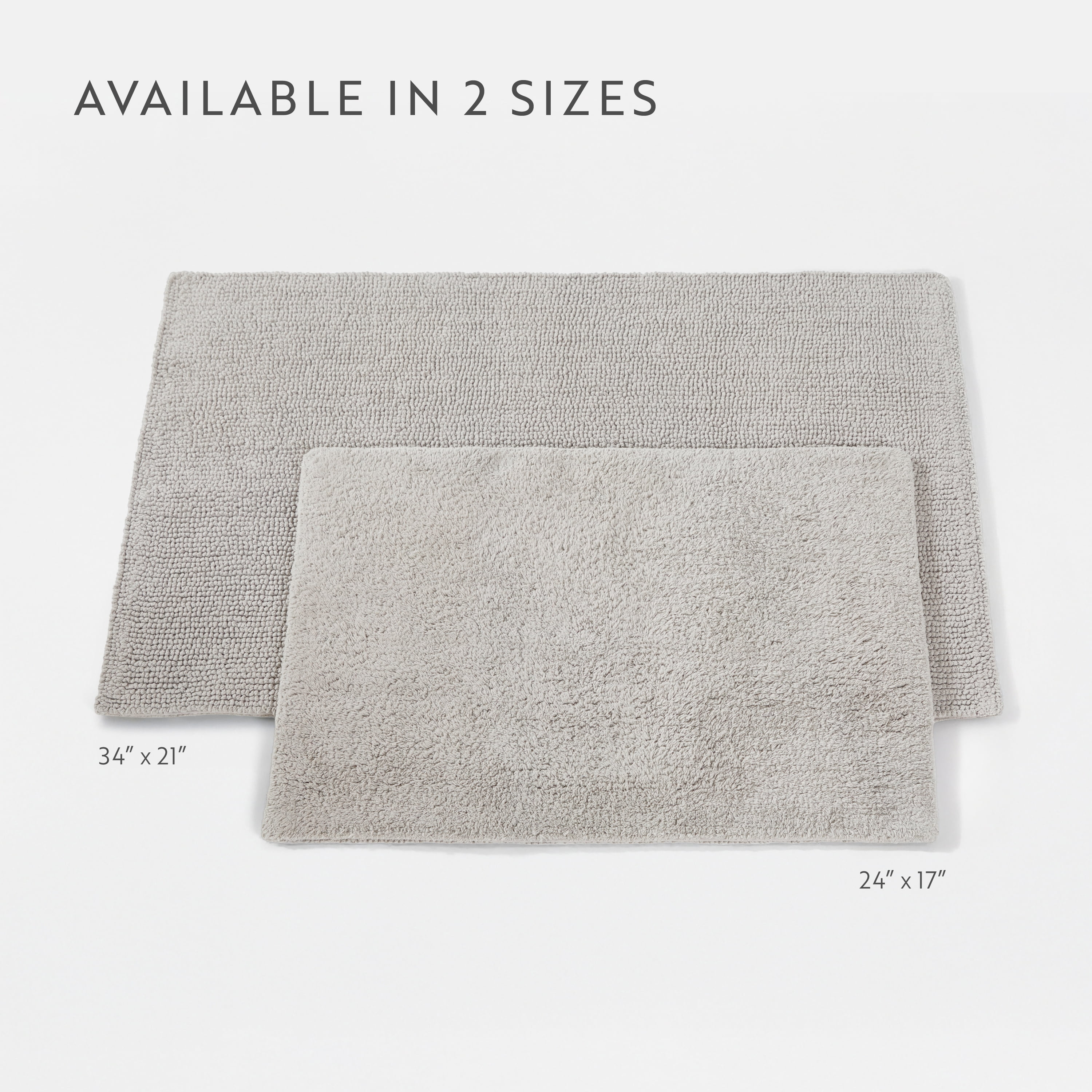 100% Cotton Reversible Solid Bath Mat by Comfort Canopy, Light Gray, 24" x 17"