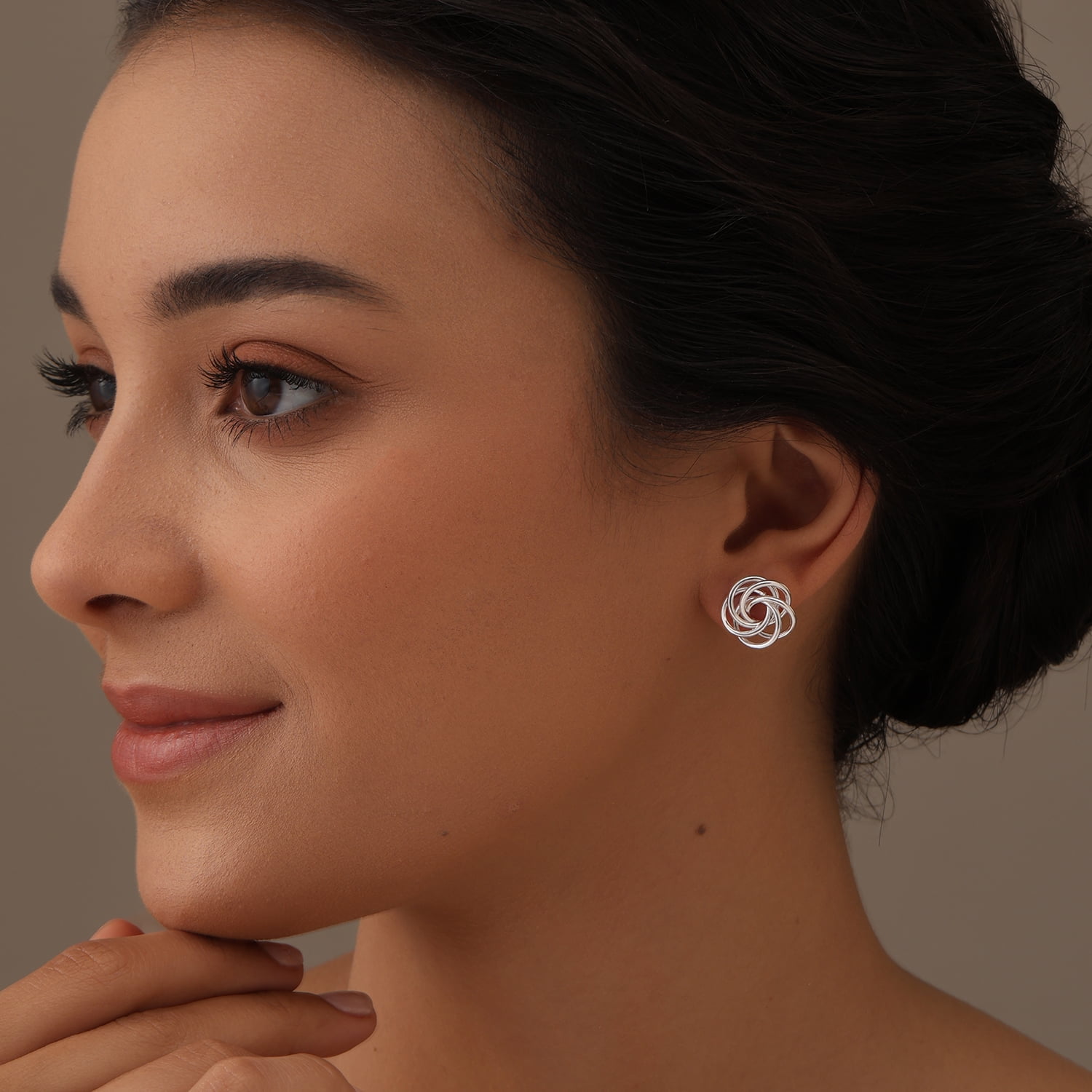 LeCalla 925 Sterling Silver Italian Design Hypoallergenic Love Knot Stud Earrings Jewelry Gifts for Friends Women and Teen 14MM