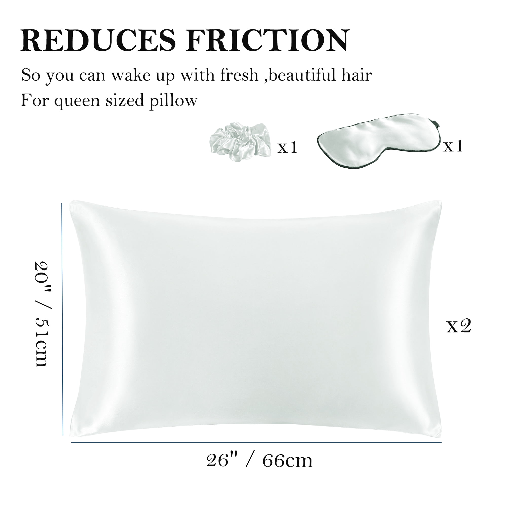 Unique Bargains Durable Soft Zippered Closure Set of 2 Satin Pillowcase Light Gray Queen(20"x30")