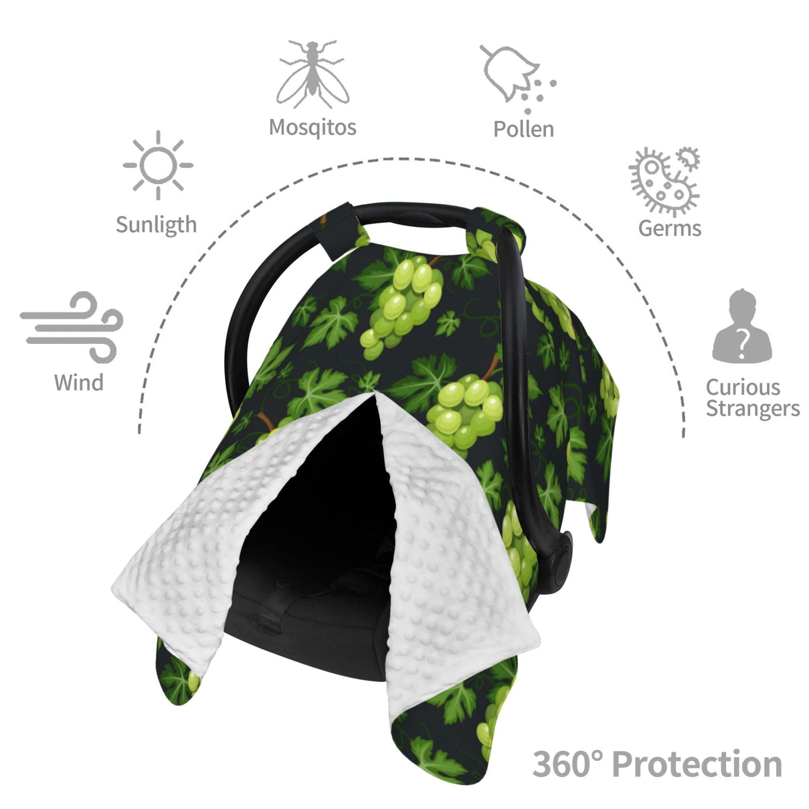 Car Seat Cover Baby - green leaf Grape Breathable Infant Car Seat Cover for Baby Carseat, Lightweight Comfort Baby Essentials Must Haves Newborn Stuff for Girl Boy