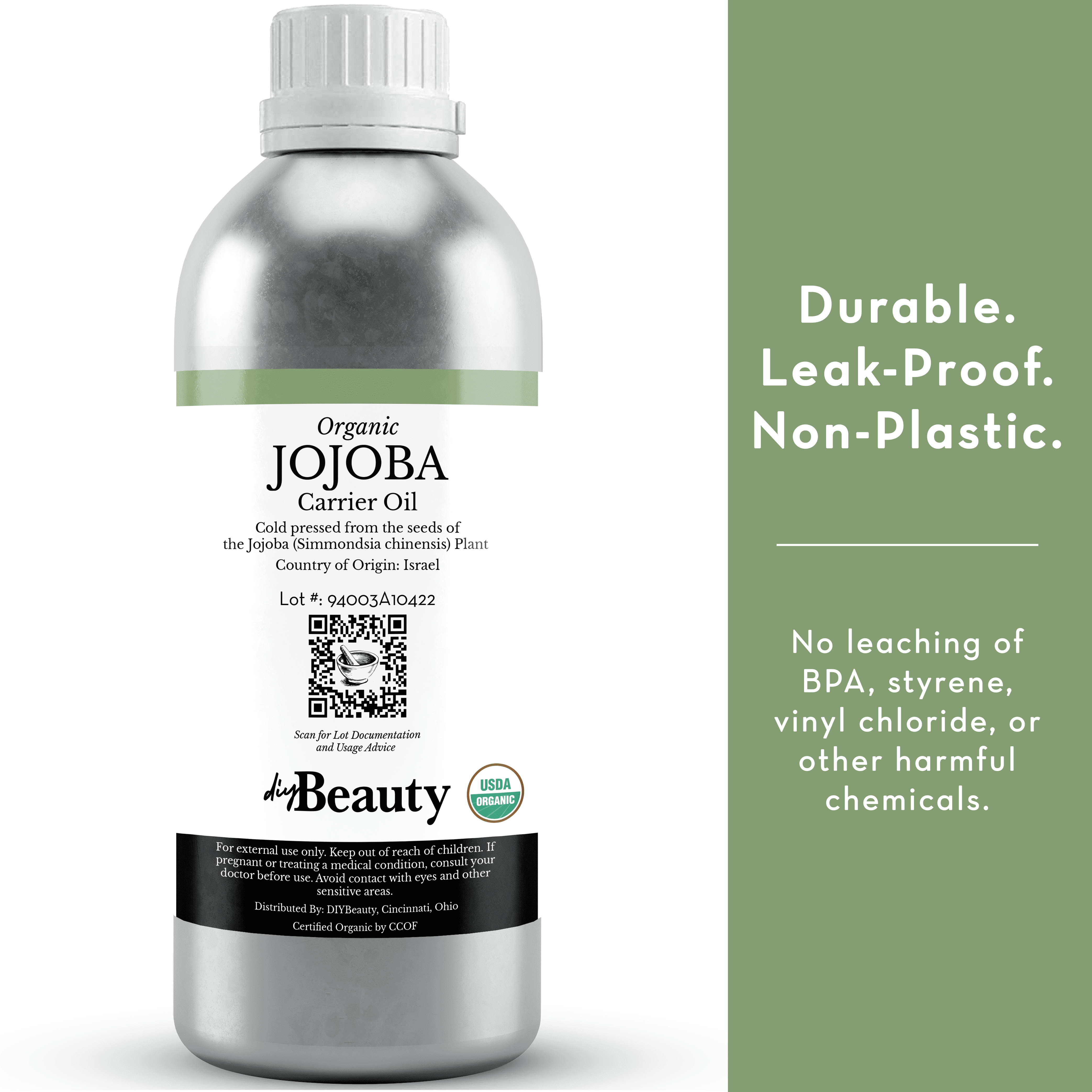 Bulk Jojoba Oil - Large Size 32 fl oz Bottle, 100% Pure Cold Pressed Carrier Oil - by DIYBeauty