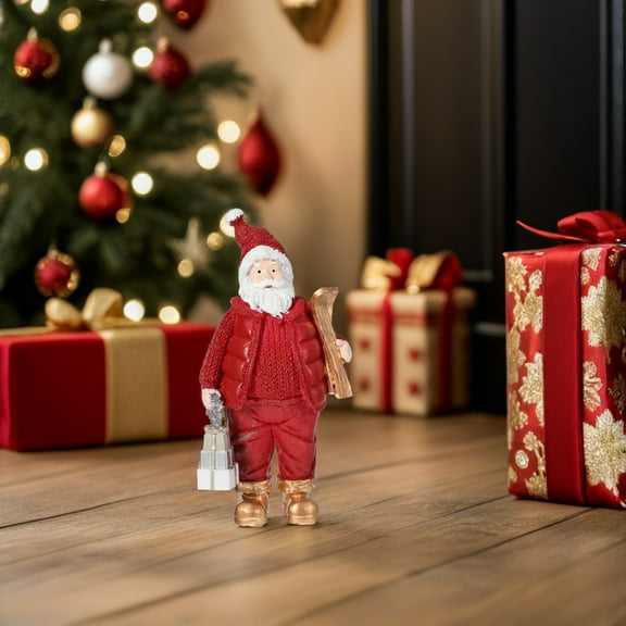 SEWCHICS Christmas Santa Claus Resin Figurine in Red for Tabletop Decor Office Living Room Car