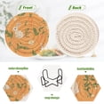 thumbnail image 4 of Haosy Set of 6 Drink Woven Coaster with Holder Heat Resistant Non-Slip Bar Coasters 4 Inches Rabbit and Carrot, 4 of 7