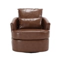 thumbnail image 2 of MAYEERTY Swivel Barrel Chair, Comfy Round Accent Sofa Chair for Living Room, 360 Degree Swivel Barrel Club Chair, Leisure Arm Chair for Nursery, Hotel, Bedroom, Office, Lounge (Brown PU), 2 of 24