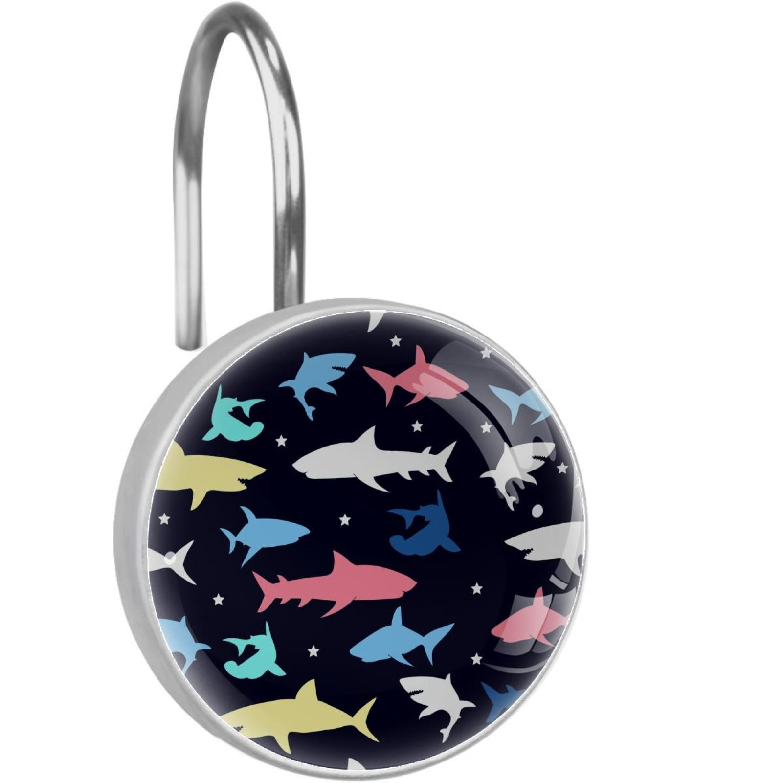 Colorful Shark Shower Curtain Hooks（Set of 12）for Home Hotel Shower