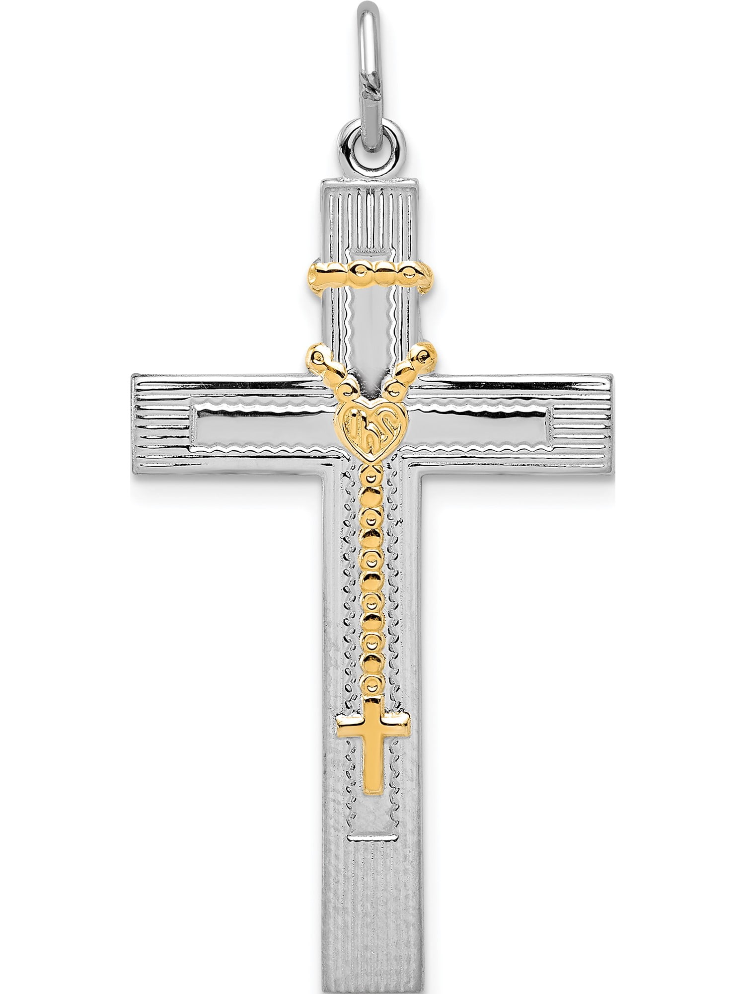 18k Gold-Flashed 925 Sterling Silver Solid Polished Flat back Cross Pendant