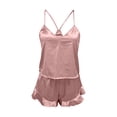 thumbnail image 5 of Womens Pajamas Sets Sexy Silk Satin Ruffled Shorts Sets Sleepwear Satin Shorts Set Womens Pjs Sets, 5 of 6