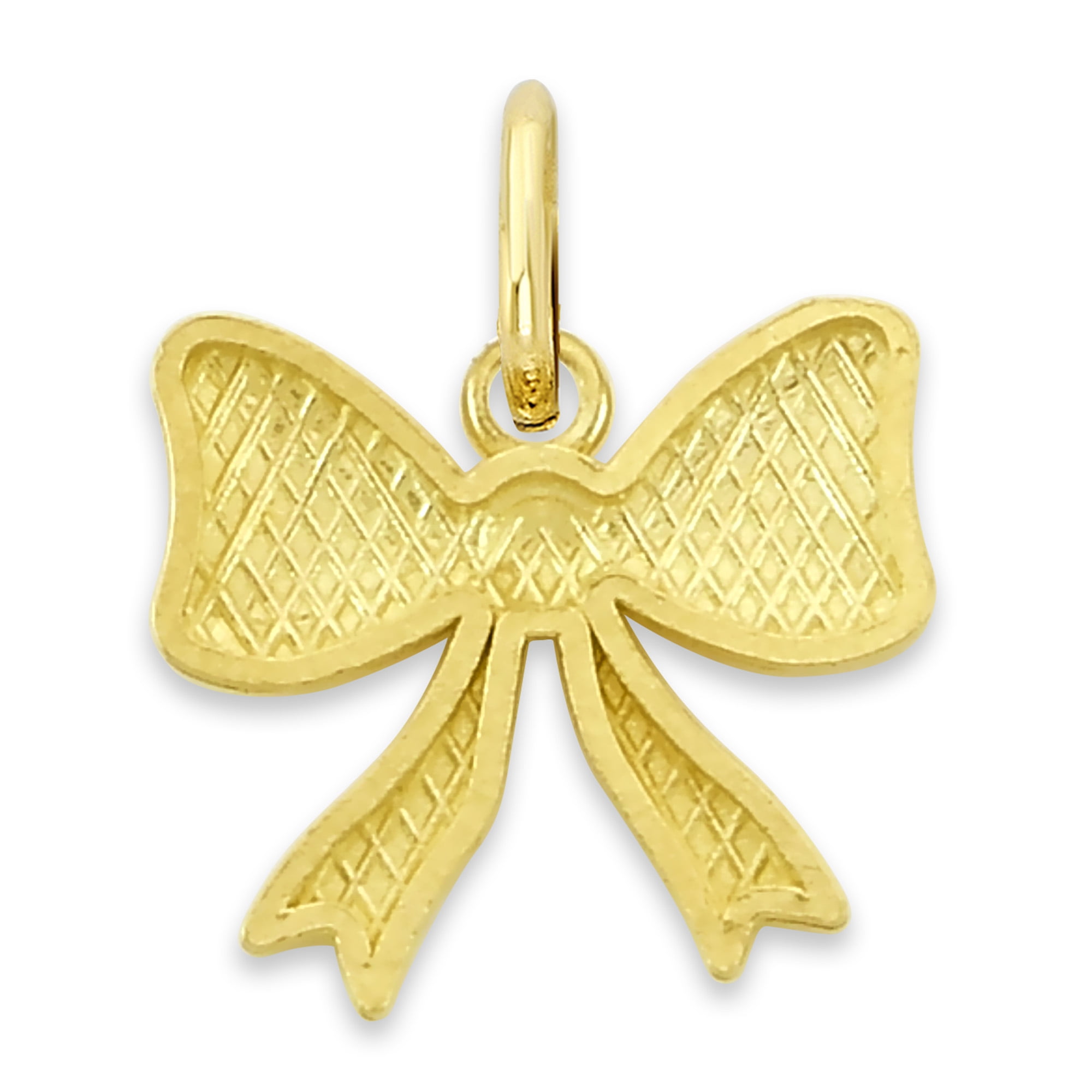 Golden Fire Solid 10K Gold Bow Charm - Classic Gift for Women