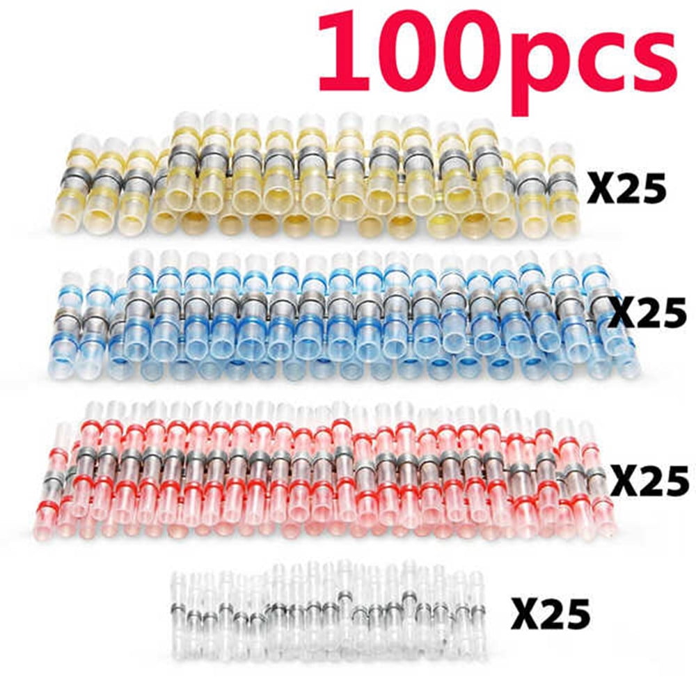 Heat Shrinkable Tube Sleeves-Waterproof 100 Pcs Solder Seal Wire Connectors Kit 