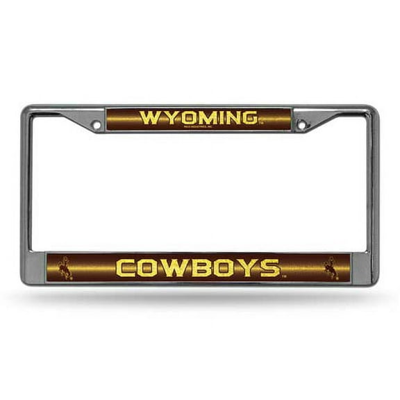 Rico Industries College Wyoming Classic 12" x 6" Silver Bling Chrome Car/Truck/SUV Auto Accessory