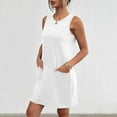 thumbnail image 6 of Riforla Womens Sleeveless Mini Tank Dress Casual Workout Sport Tennis Athletic with 2 Pockets Dress Shirt Dress with Belt White L, 6 of 7