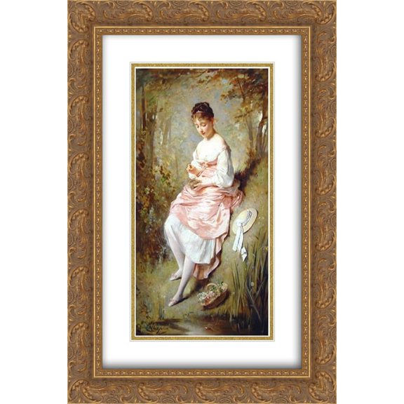 Charles Joshua Chaplin 2x Matted 18x24 Gold Ornate Framed Art Print 'The Bird?s Nest'