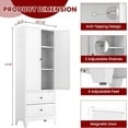 thumbnail image 4 of IKIMI 72" Metal Kitchen Pantry Cabinet, Freestanding Cupboard with Adjustable Shelves and 2 Drawers, Tall Storage Cabinet for Kitchen, Living Room or Laundry Room, White, 4 of 9