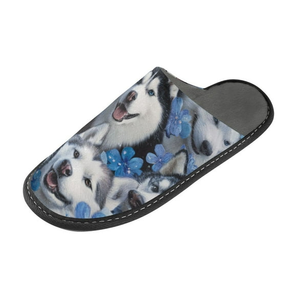 IAUYY Memory Foam House Slippers Suitable for Both Men and Women. Comfortable, Anti-Slip Plush Flat-Bottomed Slippers The Best Holiday Gift Doggy Photo Booth