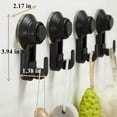 thumbnail image 5 of Heldig Suction Cup Hooks, Heavy Duty Suction Cup Hooks Waterproof and Oilproof, Bathroom Kitchen Wall Hooks Hanger for Towel Loofah, Reusable Shower Suction Hooks - 2 Packs（Black）, 5 of 5