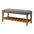 thumbnail image 2 of Grey and Oak Tufted Padded Seat Bench, 2 of 5