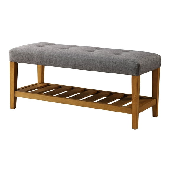 Dtwnek Padded Seat Bench for Living Room, Bedroom, Dining Room, Gray Brown