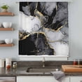 thumbnail image 4 of Black Grey Marble Semi Sheer Curtains Drapes for Living Room, Bedroom, French Doors Window 54 Inches Long, Modern Gradient Abstract Aesthetic Rod Pocket Chiffon Curtain Drapery Voile Draperies Panel, 4 of 8