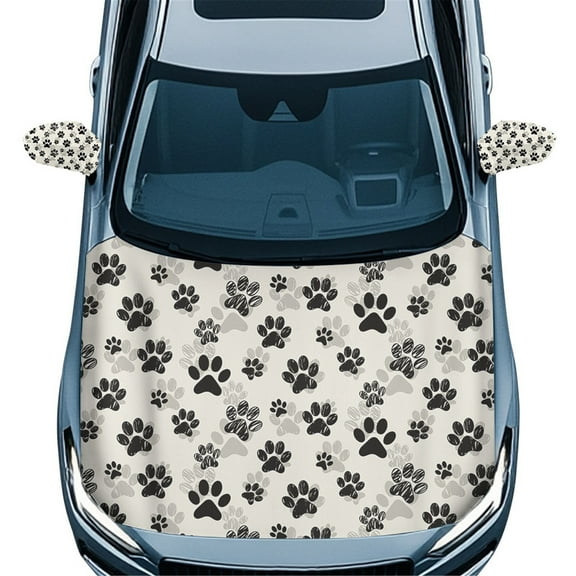 Yuyamidu Dog Paw Car Side View Mirror Covers Cute Automobile Hood Cover for Sedan Car Exterior Accessories 3 Piece Auto Rearview Protection Cover with Car Front Hood Covers