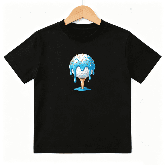 Golf Ice Cream Boys Graphic Tee, Funny Blue Melting Sweets Sports 100% Cotton Kids Short Sleeve T-Shirt