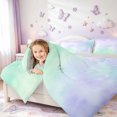 thumbnail image 4 of meiyoeat Purple Green Watercolor Cloud 7-Piece Twin Bedding,Soft Ombre Print Bedding Comforter Set For Girls,Light Gray Reversible, 4 of 7