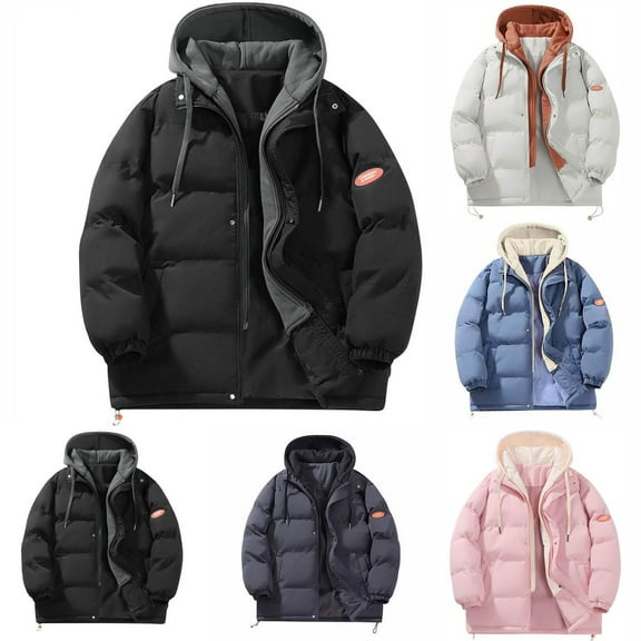 Fashion Jackets For Women Winter Long Sleeved Solid Color Zipper Drawstring Hooded Black Jacket Coat M-5XL