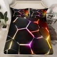 thumbnail image 2 of Erosebridal Abstract Ombre Full Sheet Sets, Futuristic Striped Bedding Full Size, Geometry Honeycomb Decor,, 2 of 7