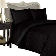 Egyptian Bedding Luxurious 1000 Thread-Count, King Pillow Cases,Black Stripe, Set of 2
