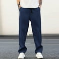 thumbnail image 3 of Brondbend Straight Pants for Men Elastic Waist Solid Drawstring Casual Going out Sweatpants Comfy Slacks Fall Fashion Trousers Clearance Sales, 3 of 6
