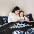 thumbnail image 5 of Castle Fairy Black Blue Bow Knot Twin Comforter Sets,Cheetah Print Bedding Set, 5 of 8