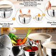 thumbnail image 5 of Mixing Bowls with Airtight Lids, Stainless Steel Mixing Bowl Set with 3 Metal Nesting Bowls, Colander & Grater, Non-Slip Bottoms, Size 1.5, 2.5, 6 QT, Great for Mixing & Serving, Khaki, 5 of 6