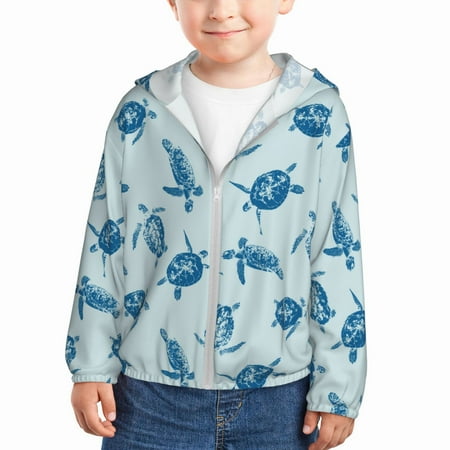 

Vsdgher Turtle Kids Sun Protection Hoodie with Zip Rash Guard Tops Children s Long Sleeve Sun Protection Clothing - 4 Years