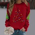 thumbnail image 1 of Chandails d'Hiver Grande Taille pour Femmes Chandail de Noël Imprimé Tête de Cerf Col Rond Manches Longues Sweat à Capuche Drôle Rouge G, 1 of 5