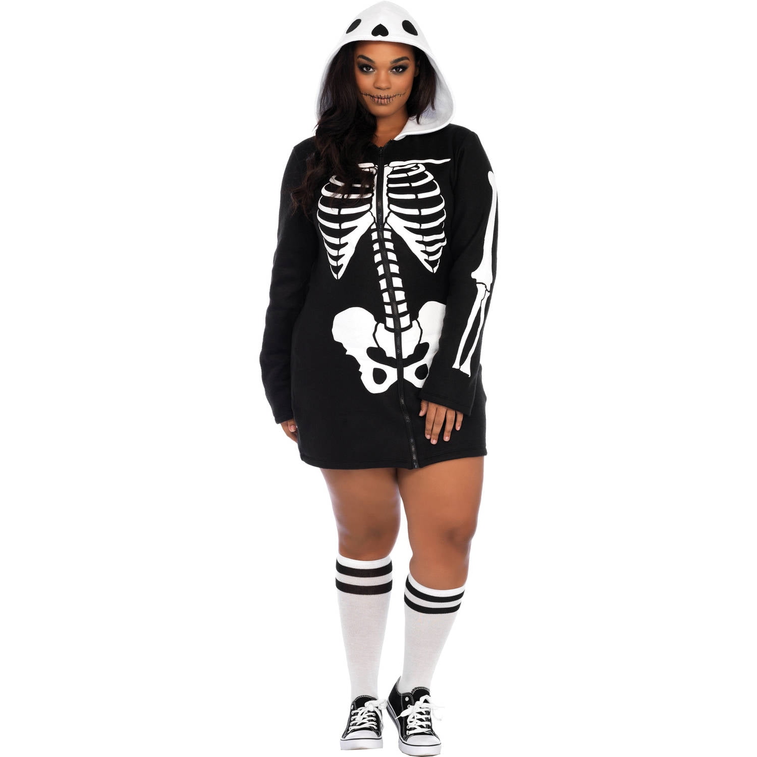 14-16 Womens Skull Queen Card Halloween Fancy Dress Costume Ladies Outfit 