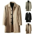 thumbnail image 4 of Chiccall Mens Windbreaker Plus Size Casual Lapel Single Breasted Trench Coat Spring Fall Windproof Overcoat Mid Long Jacket, 4 of 4