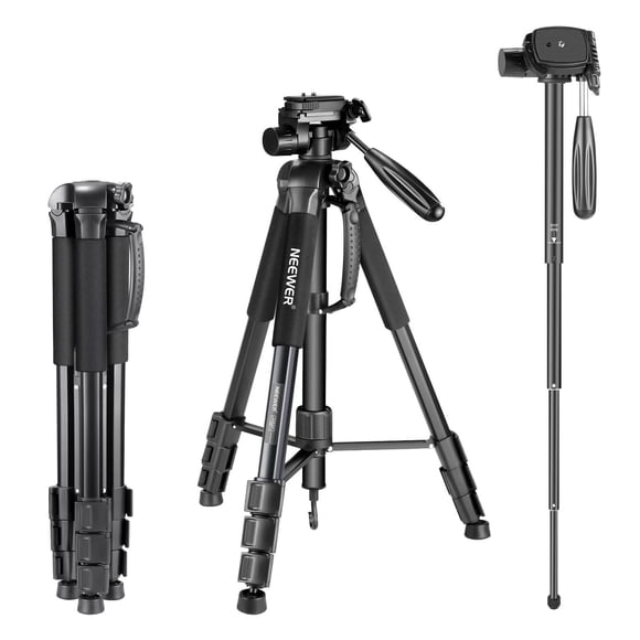 Trípode Monopié NEEWER Negro 177 cm de Aluminio con Cabezal Giratorio para DSLR Cámara DV Videocámar