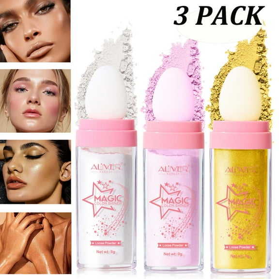 Aliver Highlighting Powder Stick Make Up (White Pink Golden Brown),Face Contour/Body/Hair Shimmer Highlighter Powder