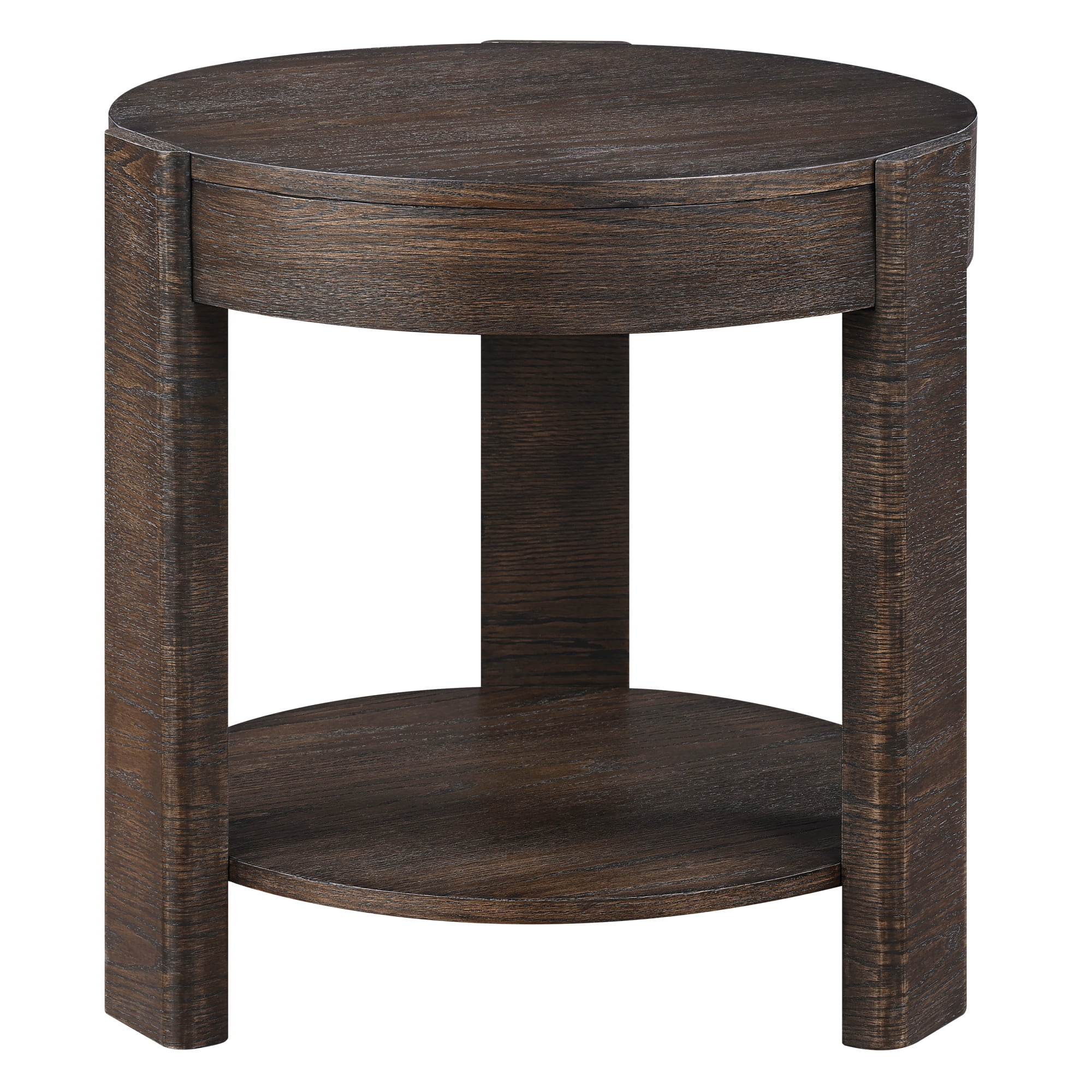 Steve Silver Salina Espresso Round End Table, Distressed Deep Espresso