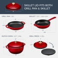 thumbnail image 3 of Best Choice Products Non-Stick Pot & Pan Cookware Set, Cast Iron Skillet, Grill Pan W/ Press, Dutch Oven - Red, 3 of 10