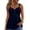 Navy, variant on Babydoll Tank Tops for Women Cotton Empire Waist Sleeveless with Button Peplum Ruffle Vest Summer Flowy V Neck Henley Shirts,Brown L