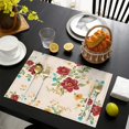 thumbnail image 3 of Pioneer Flower Floral Print Pattern Summer Placemats Table Placemats Set Of 6-Linen Kitchen Washable Placemats Table Mats 12x18 Inch Non-Slip Heat Resistant, 3 of 5