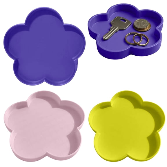 Apeya Pink Flower Trinket Dish, 3D Printed Accessory Tray for Dice, Coins, Markers, and Jewelry, Decorative Desktop Organizer for Home Decor