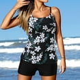 thumbnail image 3 of qucoqpe Tankini Swimsuits for Women Loose Fit Floral Printed Modest Two Piece Bathing Suits, 3 of 5