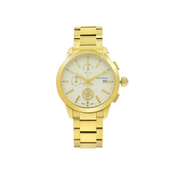 Tory Burch Collins Chrono Gold Tone Steel Cream Dial Ladies Quartz Watch TB1250