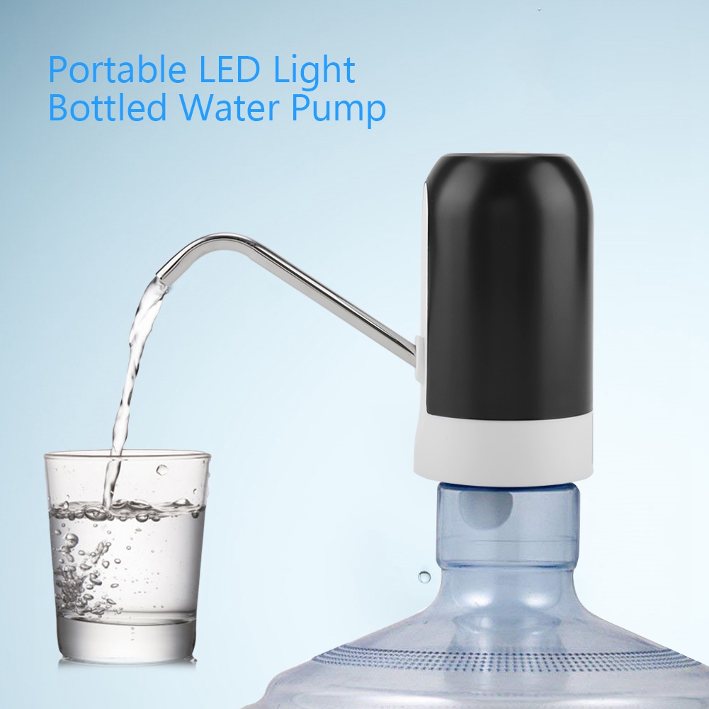 Tebru Portable Water Dispenser, Water Pump Dispenser, Portable LED Light Bottled Water Pump USB Rechargeable Dispenser for Home Office - image 3 of 8